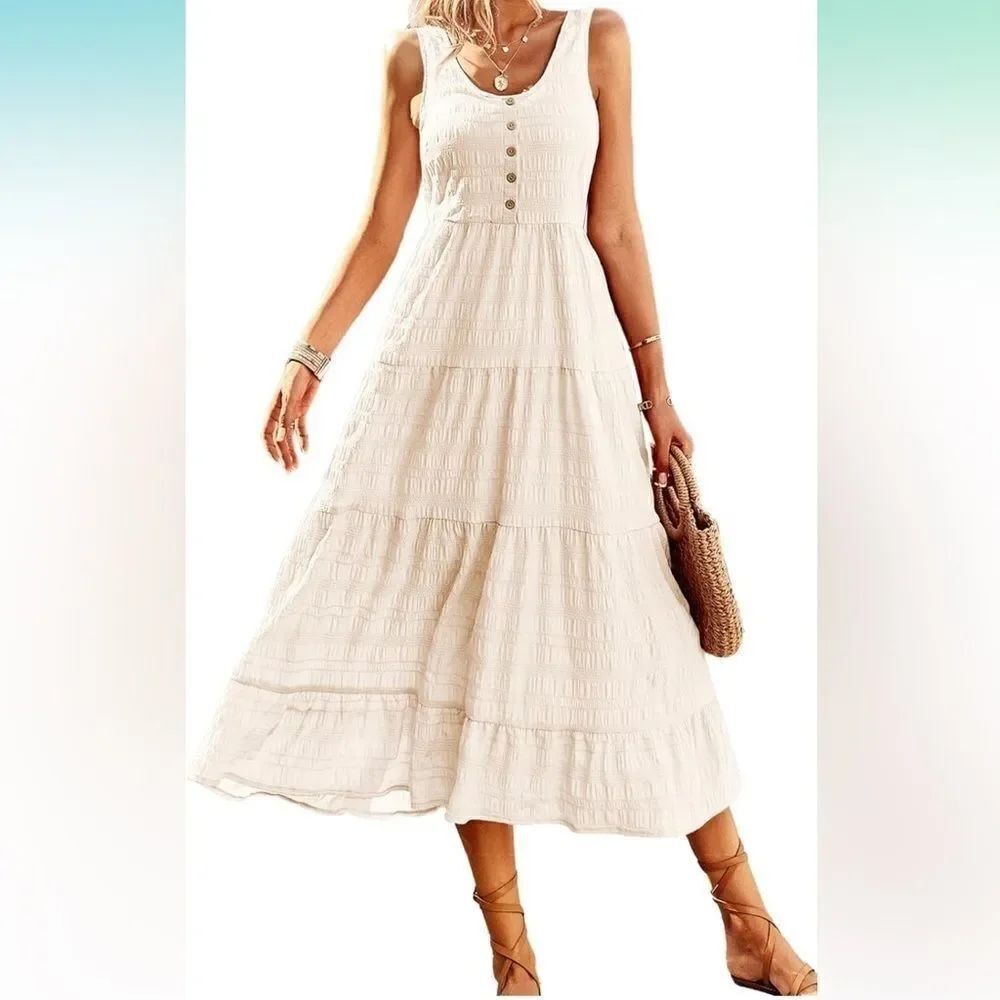 NAÏF lined tiered ivory rayon sundress - Picture 11 of 15